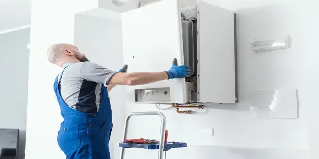 A technician performs maintenance on a natural gas boiler. | Mr. Rooter® Plumbing of Virginia Beach