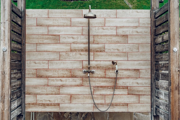 An outdoor shower.