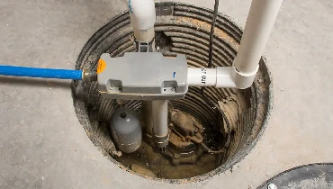 A sump pump located in a sump pit.