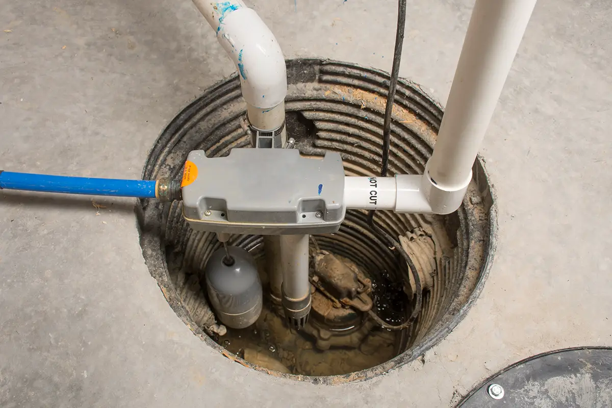 A sump pump located in a sump pit.