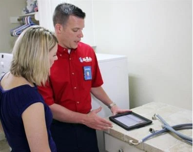 Plumber in laundry room