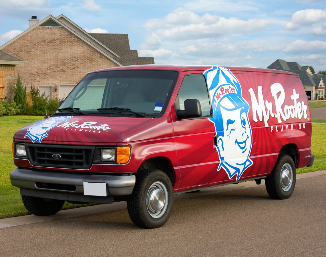 Front view of Mr. Rooter branded van