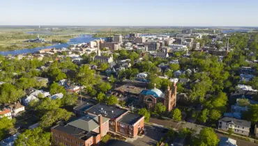 Springtime Aerial View Downtown City Center Wilmington North Carolina