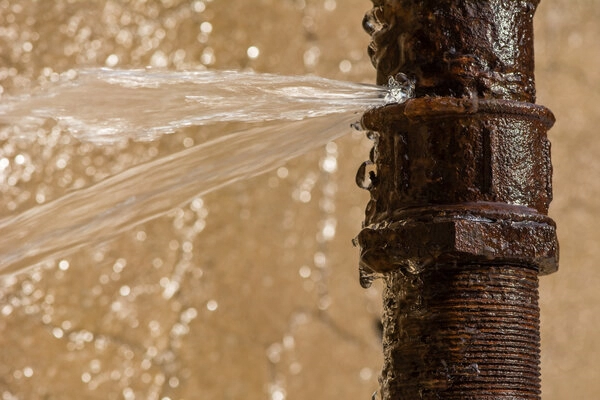 Water spraying out of pipe