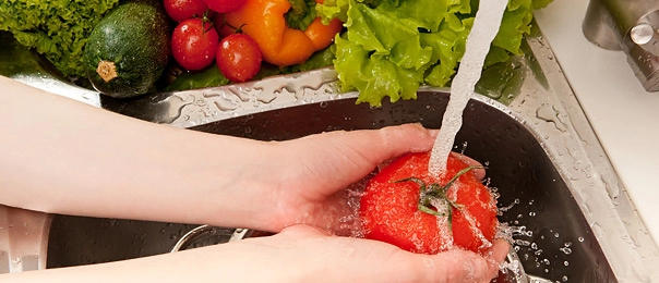 vegetables being washed